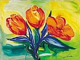 Alfred Gockel Orange Tulips painting